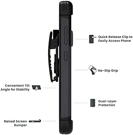 В двуслоен калъф-кобур Quikcell Samsung Galaxy A52 5G + поставка за крака - Черен (Метро от Tmobile, търговията с оръжие,