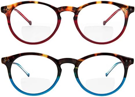 Бифокални Очила за Четене Yogo Vision, 2 Опаковки Пластмасови Рамки с Пружинным тръба на шарнирна Връзка под формата
