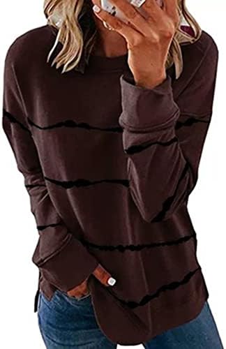 Hoody за жени, Модни Дамски Блузи за есента 2022, елегантно облечен Ежедневни Hoody с кръгло деколте, Дрехи на Райета