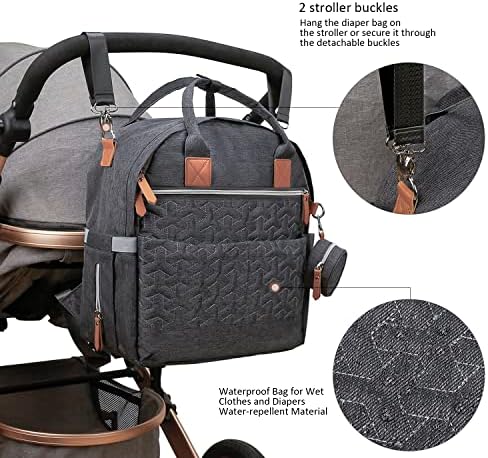 Раница за памперси MOMIGO Baby - Голям Водоустойчива чанта за пелени с ремъци за колички и калъф за зърната, Унисекс