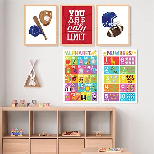 6 Обратните Спортни Стенни Щампи за декор на детска стая, 16 Образователни Плакати за декорация на класната стая, Бижута
