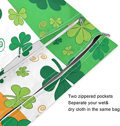 ZZXXB Знаме на Ирландия, Детелина, Водоустойчив Влажна Чанта за многократна употреба Текстилен Пелена, Влажна, Суха Чанта