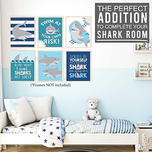 Хэдли Разработва 6 Обратните Щампи с участието на Акули за декора на стените на Детската стая, 16 Образователни Плакати