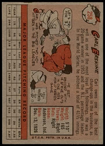 1958 Topps 258 Карл Ърскин Лос Анджелис Доджърс (Бейзбол карта), БИВШ играч на Доджърс