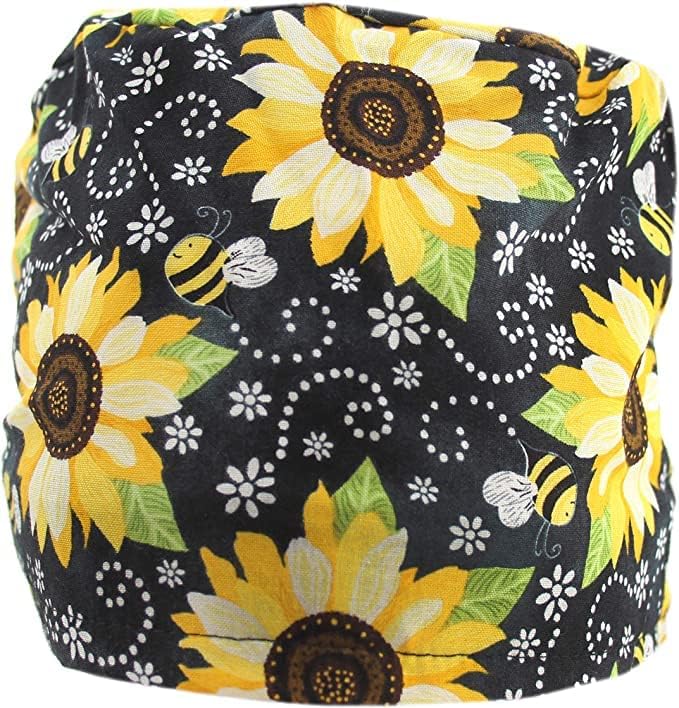Bouffant на съвсем малък с начесом Черен цвят Happy Sunflower, Клетчатая Клетка и Капачка за Търкане Bee