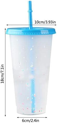 MESSIYO Креативна Чаша за вода с цветен чип PP Пластмаса Слама Чаша с Цветен Чип, Пластмасова Прозрачна Слама чаша 710