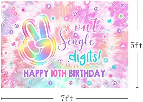 MEHOFOND Момичета С 10-ия Рожден Ден На Едноцифрени Числа на Фона на Виолетово тай-дай Rainbow Това е Моят 10-Годишен