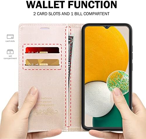 Калъф Jasmeas за Samsung Galaxy A13 5G 5G, една чанта-портфейл от телешка кожа, с 2 предпазни стъкла от закалено стъкло,