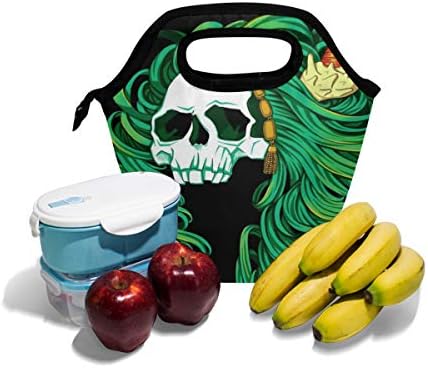 Vipsk Чанта за обяд, чанта-тоут, Водоустойчив Училищна чанта за Пикник на открито, за мъже, Жени и ученици (Череп)