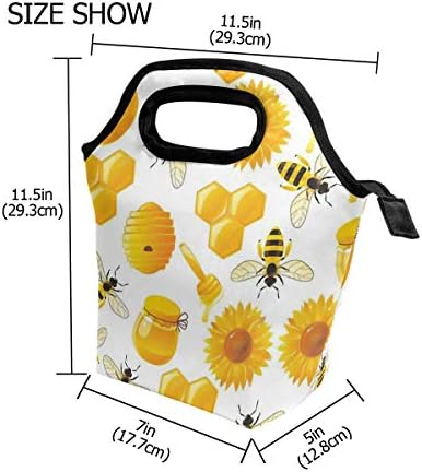 Vipsk Чанта за обяд, чанта-тоут, Водоустойчив Училищна чанта за Пикник на открито, за мъже, Жени и ученици (земни Пчели)
