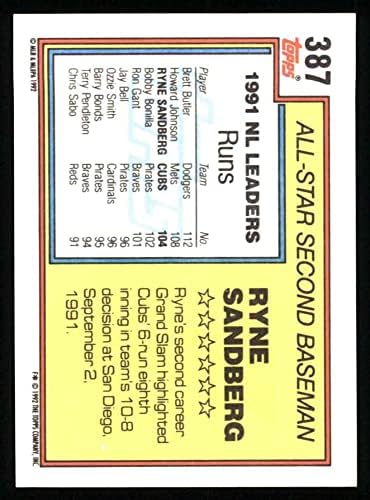1992 Topps 387 All-Star Райн Сэндберг Чикаго Къбс (бейзболна картичка) NM / MT Къбс
