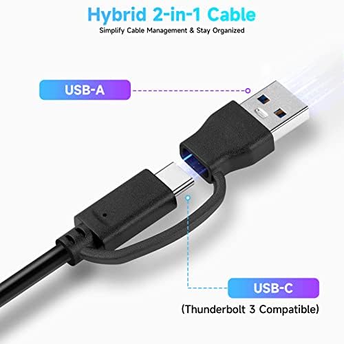 Адаптер USB Ethernet Hub RSHTECH USB 3.2 Gen 2 с RJ-45 Gigabit Ethernet, usb трансфер на данни USB-C и 2 USB-A със скорост