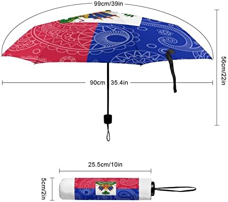Хаити Пейсли Флаг Компактен Автоматичен Сгъваем Чадър Ветрозащитный Пътен Чантата си Чадъри за Мъже Жени