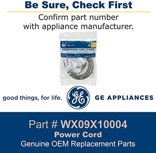 GE WX09X10004 Оригинално OEM захранващ кабел (сив) за сушилок GE