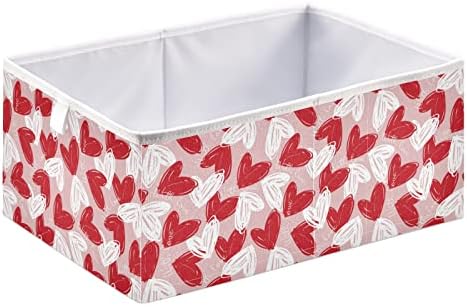 Emelivor Кутия за съхранение на кубчета с сърце любов, Сгъваеми Кубчета за съхранение, Водоустойчив кош за играчки, органайзер