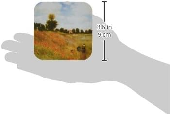 3dRose CST_126569_1 Маковое поле в Аржантее работа на Клод Моне, 1873 Меки подложки, Комплект от 4