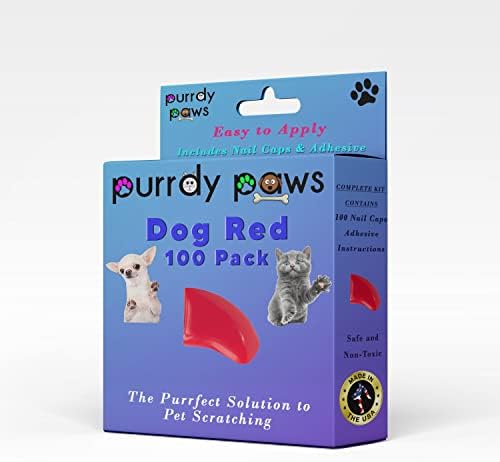 Purrdy Paws 100 опаковки меки капсули за нокти за кучешки нокти RED Jumbo