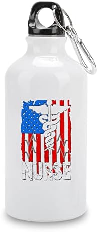 Медицинска сестра Патриотичен Американски Флаг на САЩ Алуминиева Бутилка За Вода, Преносима Спортна Бутилка За Пътуване