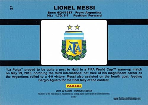 2021-22 Път Панини Донрусса в Катар 1991 Почит Донруссу 10 Футболната карта Лионеля Меси