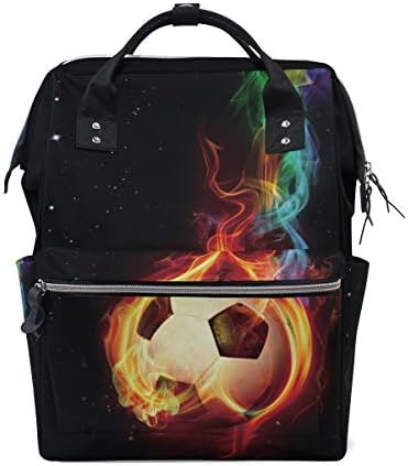 MUOOUM Цветни Торбички за Памперси Fire Soccer Galaxy, Чанта за Майките, Раница за Хранене, Раница, за да се Грижи за