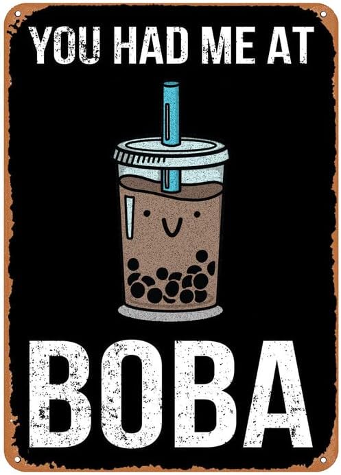 Мразиш Ме Boba Tea - Ретро Метална Лидице Знак Реколта Табела Плакат за Магазин Чай с Мляко Домашна Кухня, Бар, Кафе,