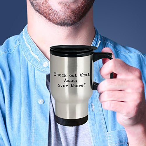 Чаша за йога Travel Mug Tumbler Cup - Виж ума на една и Асану! - Кафе / Чай / Напитка Топла / Студена Изолиран - Забавен