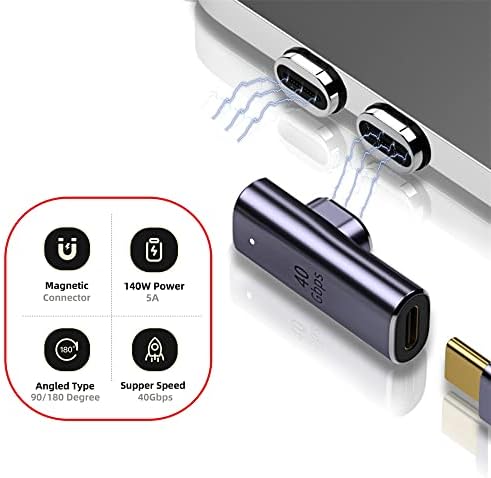 Магнитен Конектор NFHK USB4 140 W 40 gbps USB4 Type C между Мъжете и Жените Нископрофилен Правоъгълен видео адаптер Power