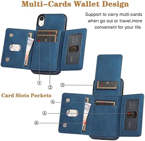 Чанта-портфейл TIFENS, Съвместим с iPhone XR, RFID-Принудителна Поставка от Изкуствена кожа, Магнитна делото с Отделения