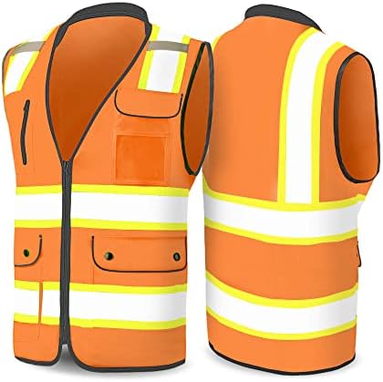 Отразяваща жилетка за безопасност ArcRidge за мъже и жени - Строителен жилетка висока видимост, клас 2 - Двуцветен светлоотразителни