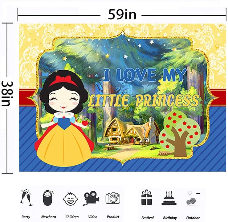 Детска Принцеса Снежанка Фон за Украса на Парти по случай рождения Ден на Детска Бял Банер за Детската душа Вечерни Аксесоари 5x3ft