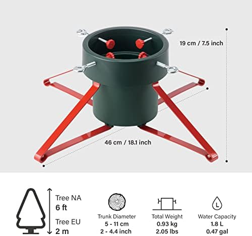 Средната Модерна Поставка за Коледно Дърво Nest за Истински Дървета, Зелен / Червен