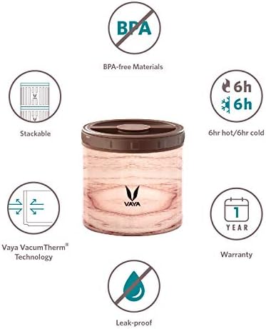 Vaya Preserve 300 мл Maple - Контейнер за топли ястия от Неръждаема Стомана с Вакуумна изолация, Переноска за хранене,