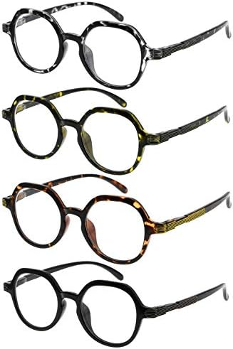Eyekepper 4 Опаковки Ретро Дизайн на Точки за Жените за Четене - Vintage слънчеви Очила За Четене с Малки Лещи за Мъже