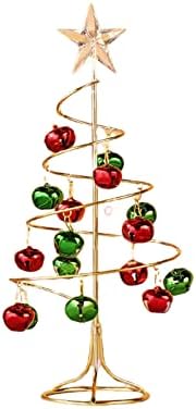 Коледна украса Качество 9,8*26,5 см Желязна Спирала Коледно Дърво с Камбана Iron Камбанка Мини Коледно Дърво Настолна
