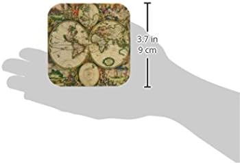 3dRose CST_7425_4 Карта на света 1689 Поставка за керамични плочки, Комплект от 8