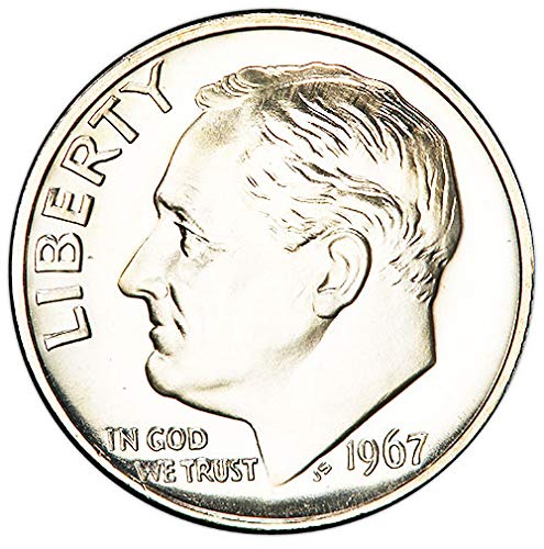 1967 SMS - СЪОБЩЕНИЕ Roosevelt Dime Choice, не Обращавшийся монетен двор на САЩ