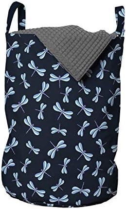 Чанта за дрехи Ambesonne Dragonfly, с Постоянен Модел под формата на Крилата на истинско Насекомо в пастелни цветове, в минималистичном стил, Кошница за дрехи с дръжки, Закры