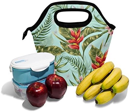 Чанта за Обяд Vipsk със Зелени Листа, Синя Кутия за Обяд, Водоустойчив Калъф за Носене за Пикник на Открито, Чанти за