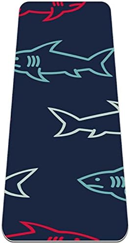 Дебела подложка за йога Siebzeh Акули Ocean Sea Премиум-клас, в екологично Чист Гумена подложка за здраве и фитнес, нескользящий