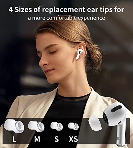 Калъф AKIKI [5, 1], за Airpods Pro 2022/2019 с комплект за почистване и сменяеми дюзи за уши (XS/ S / M / L), Мек силиконов Защитен калъф с брелоком и магнитни джапанки от загуба (черен)