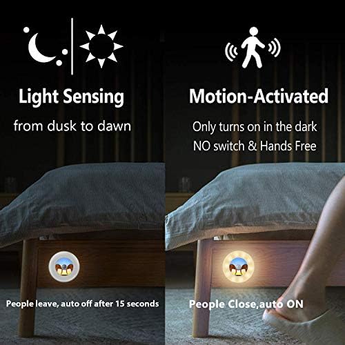 Интелигентен led нощна светлина Yehmibo с датчик за движение, нощно захранван от батерии, закрепени на магнит или е залепен навсякъде - спалня, санитарен възел, стълбище,