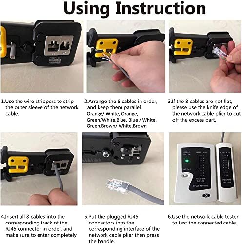 LEATBUY RJ45 Комплект клещи Cat5 Cat5e Cat6 Набор от обжимных инструменти за RJ11/RJ12 Прониквайки с 50 бр. Обжимными