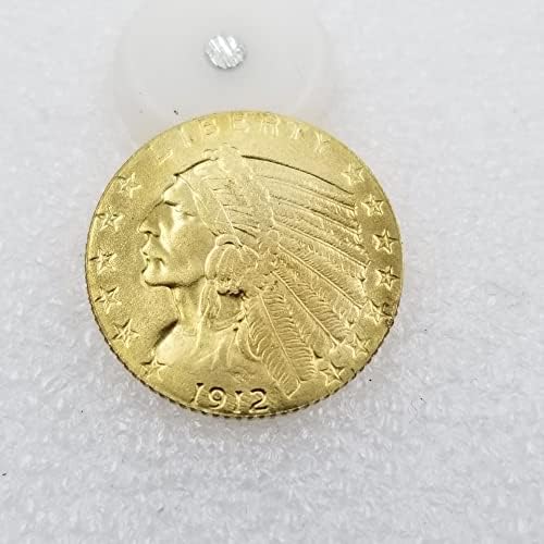 Старинни Занаяти 1912-те години на Версия на американския Индианец, Наполовина Орел 5 долара в Златни Монети Чужд Сребърен