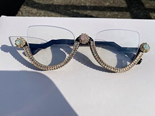 mincl Цветни диамантени модни очила за четене във формата на полумесец, за жени, очила за четене с кошачьим око, очила