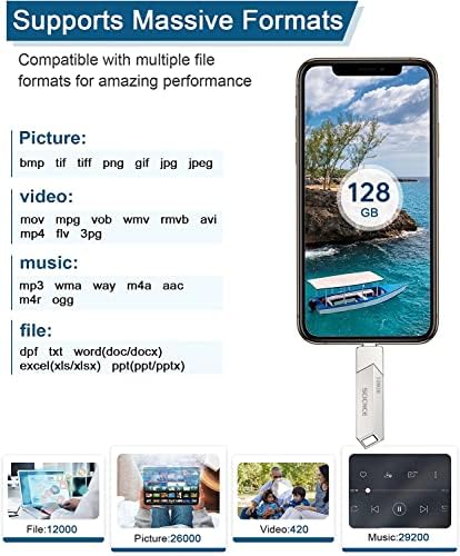 Флаш памет SCICNCE 128GB Photo Стик за iPhone, iPhone, USB Памет, Флаш-памети USB Stick Външна памет, Съвместим с iPhone,