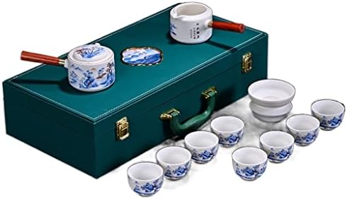 XSNBH Чай Набор от Бял Порцелан Кунг-фу Чай Със Странична Дръжка Гърне Комплект Чаени Чаши Подарък Кутия за Подарък