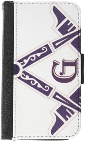 Емблемата на масонството - масонски квадрат и символ на компаса, Кожен Калъф-портфейл с панти капак за Apple iPhone 4