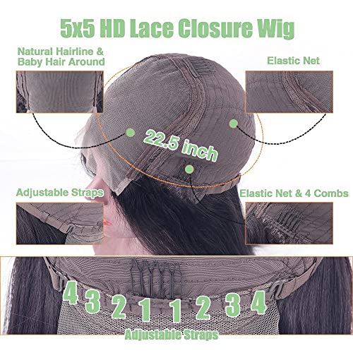 Alliggic 5x5 Перука с директно затваряне HD Перуки, изработени от човешка коса със затварянето на Дантела, предварително