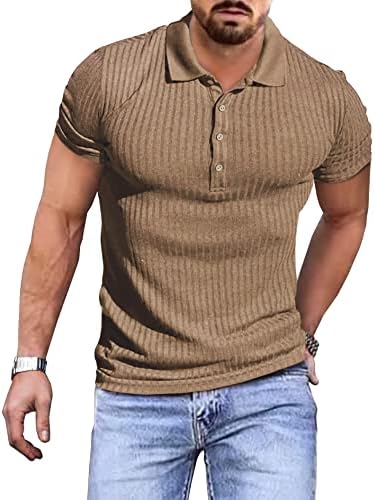 AstoSeu Мъжки Ризи Поло С Къс Ръкав Участък Тренировочная Тениска Ежедневни Облегающая Мускулна Тениска