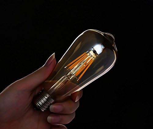 Led лампа с регулируема яркост, Led крушка на Едисон капацитет 6 W, Еквивалент на 60 W, Реколта led лампа с нажежаема жичка с мощност 6 W, Led лампа St64, 2400-2700 До (Кехлибарена свет